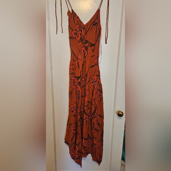 Anthropologie Burnt-Orange Floral Print Maxi Dress - Picture 4 of 5